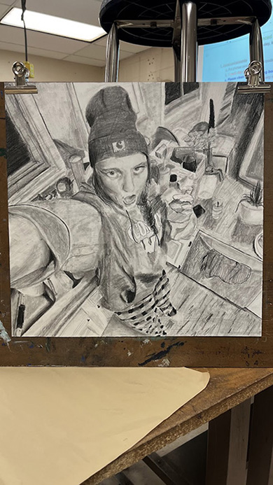 Drawing of Someone Taking a Selfie