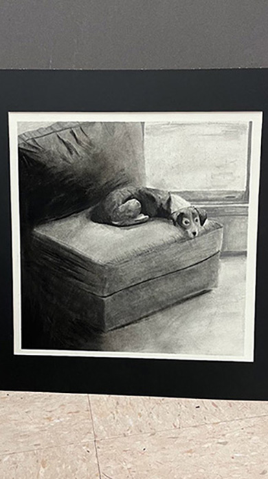 Drawing of Dog on a Chair